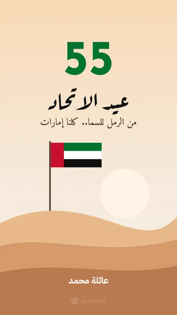 بطاقة عيد الاتحاد · الراية على الرمل